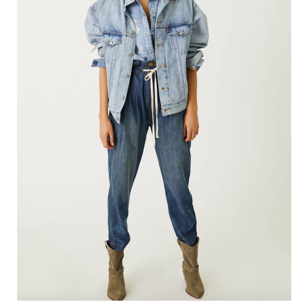 Free People - Margate Pleated Denim Trouser, M